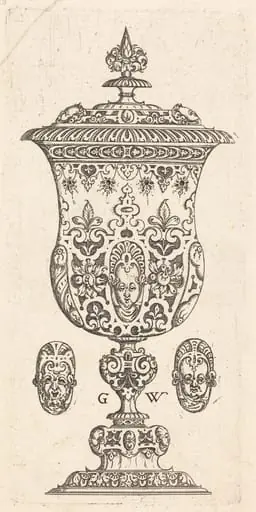 Goblet with two Masques on lid, by Georg Wechter I