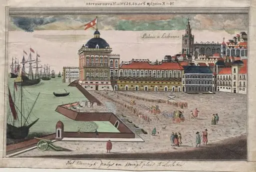 Vista y Prospettiva del Palacio del Rey de Portugal en Lisbona, by George Balthazar Probst