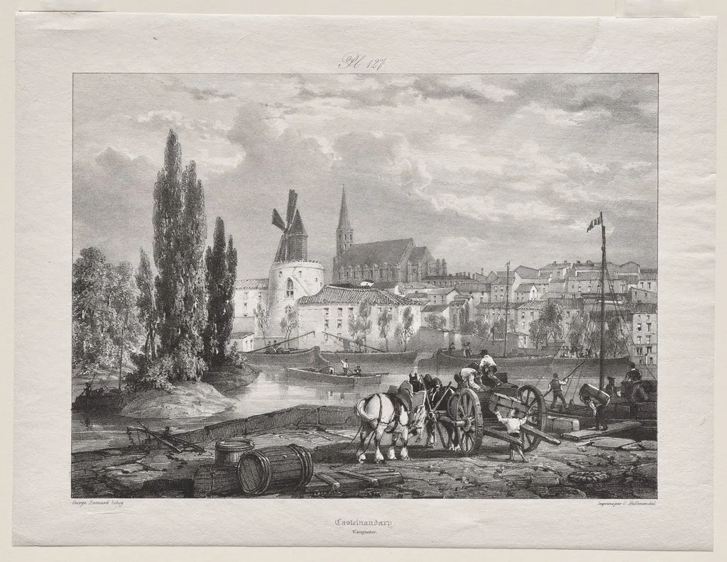 Voyages pittoresques et romantiques dans l'ancienne France (Languedoc II, part I): Castelnaudary, by George Barnard, 1835