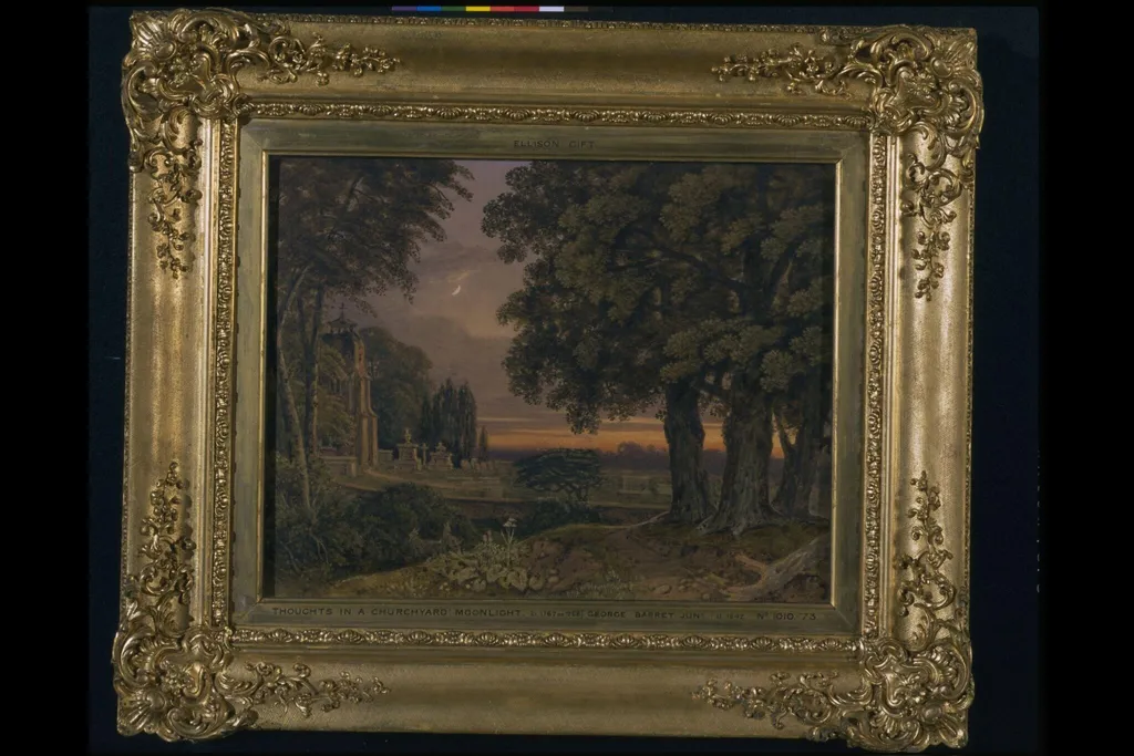 Thoughts in a Churchyard - Moonlight, by George Barret, watercolor, 1842