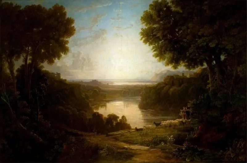 Italianate Landscape with Shepherds, by George Barret, Jr.