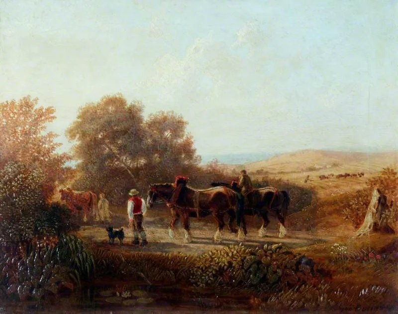 Returning from Work, by George Barret, Jr., oil, 1840