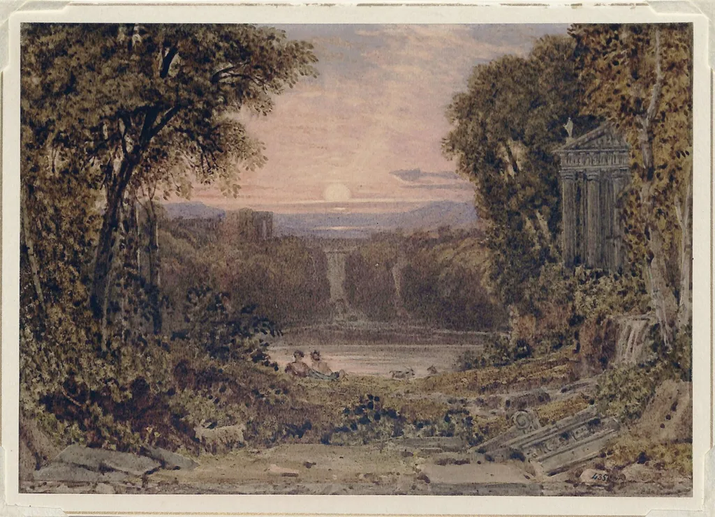 Tivoli - Sunset, by George Barret, Sr., watercolor, 1750