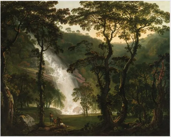 View of Powerscourt Waterfall, by George Barret, Sr., oil, 1760