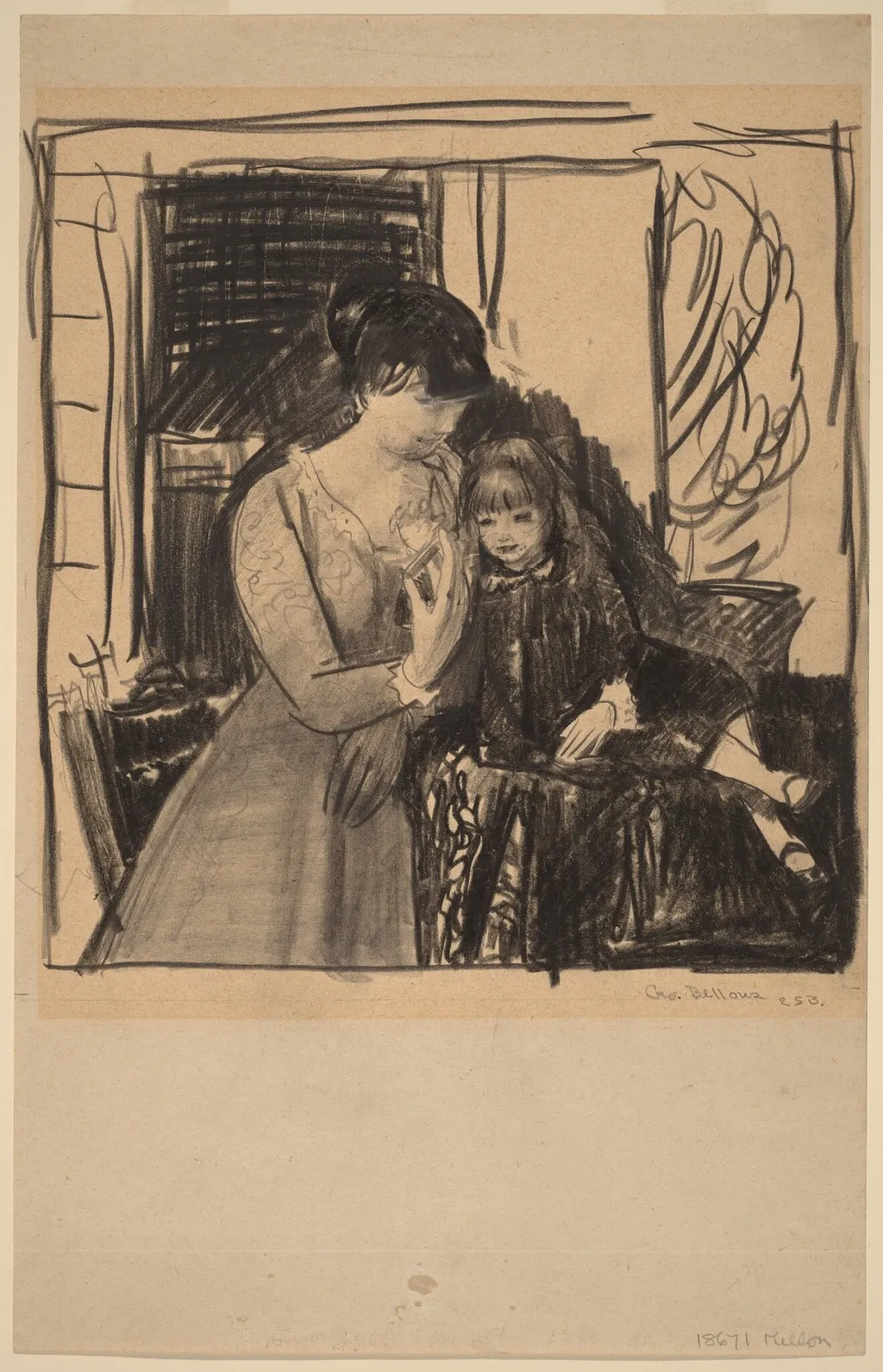 Anne and Her Mother, by George Bellows, graphite, 1917