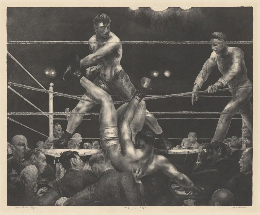 Dempsey and Firpo, by George Bellows, ink, 1924