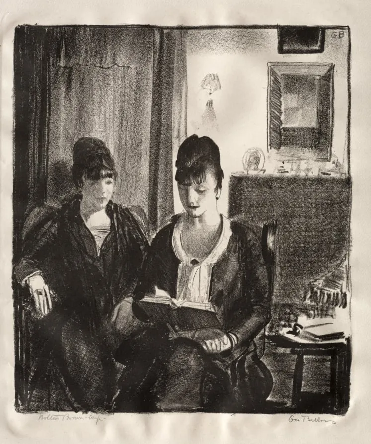Elsie Reading to Emma, Second Stone, by George Bellows, 1921