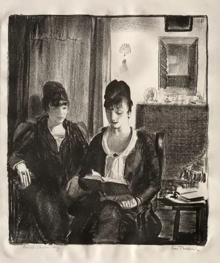 Elsie Reading to Emma, Second Stone, by George Bellows