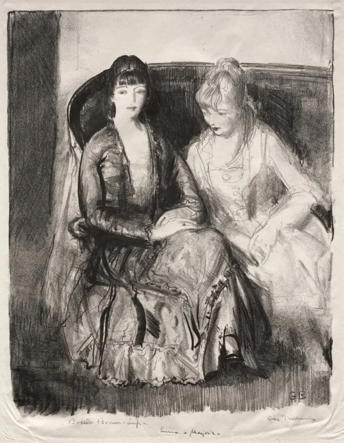 Emma and Marjorie on a Sofa, by George Bellows, 1921