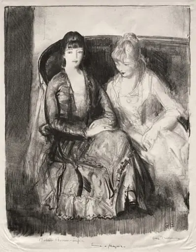 Emma and Marjorie on a Sofa, by George Bellows