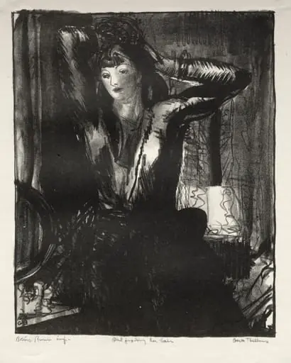 Girl Fixing Her Hair, by George Bellows