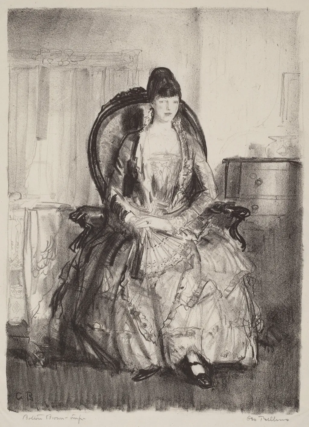Lady with a Fan, by George Bellows, ink, 1921