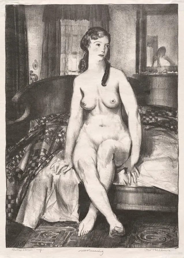 Morning, Nude on Bed, Second Stone, by George Bellows, 1921