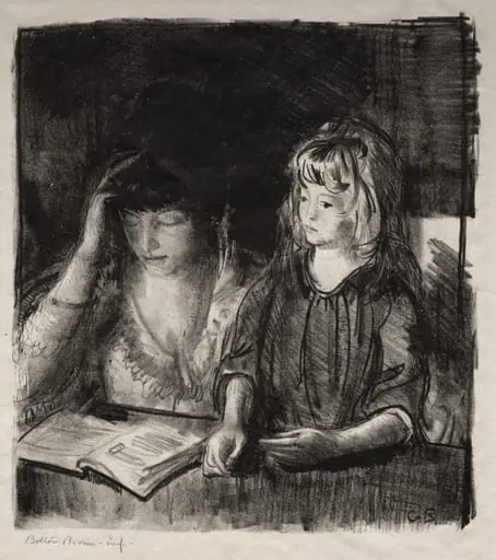Mrs. Bellows Reading to Her Daughter Anne, by George Bellows