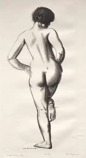 Nude Study, Girl Standing on One Foot, by George Bellows