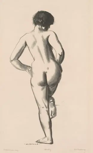 Nude Study, Girl Standing on One Foot, by George Bellows