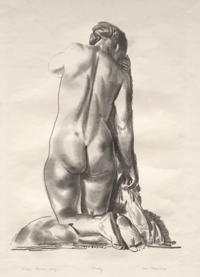 Nude Study, Woman Kneeling on a Pillow, by George Bellows, 1924