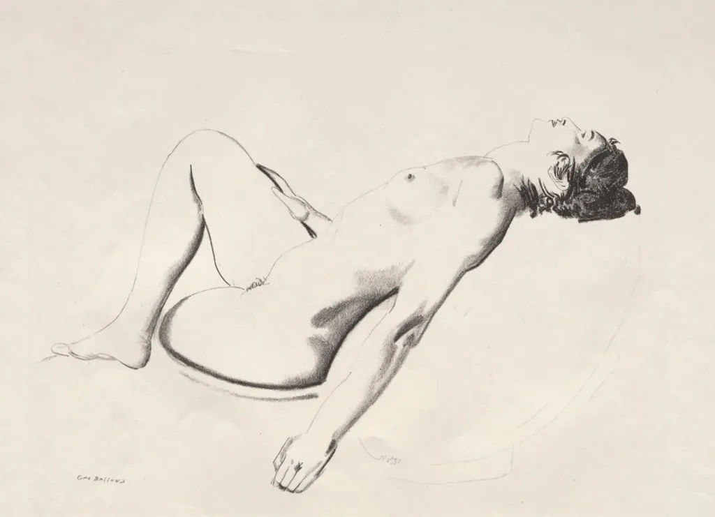 Nude Study, Woman Lying on a Pillow, by George Bellows, 1924