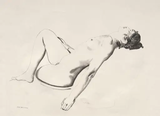 Nude Study, Woman Lying on a Pillow, by George Bellows