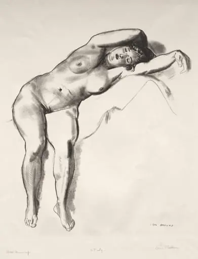 Nude Study, Woman Stretched on Bed, by George Bellows