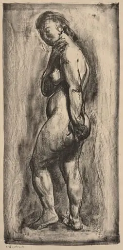Nude Woman Standing, Side View, by George Bellows