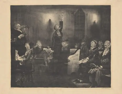 Prayer Meeting, second stone, by George Bellows