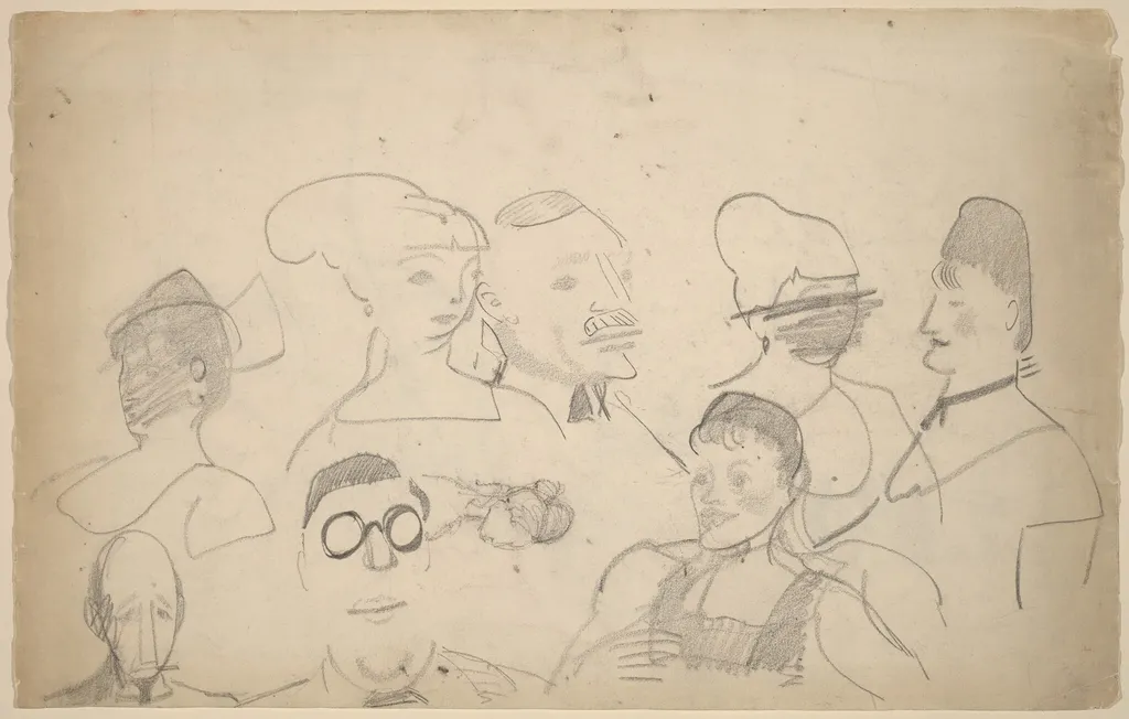 Sketches of Heads, Including One of Chester Dale, by George Bellows, graphite, 1904