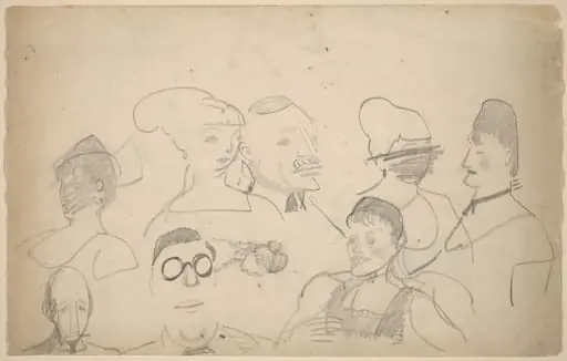 Sketches of Heads, Including One of Chester Dale, by George Bellows