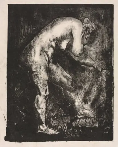 Standing Nude Bending Forward, third state, by George Bellows
