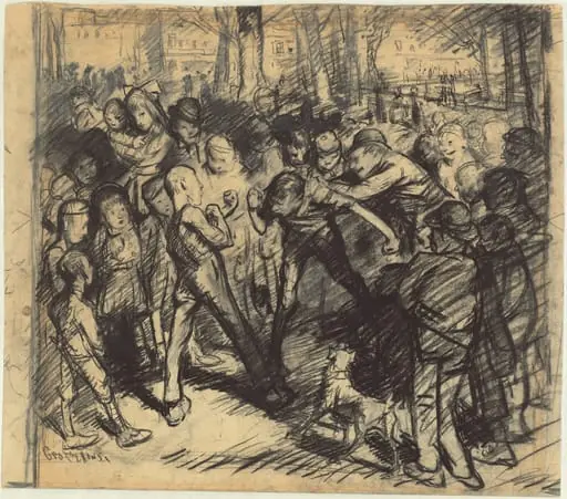 Street Fight [recto], by George Bellows