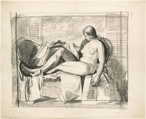 Study for Nude with Hexagonal Quilt, by George Bellows