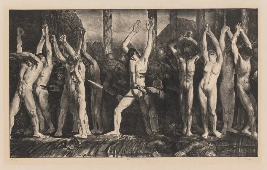 The Barricade, First Stone, by George Bellows, 1918