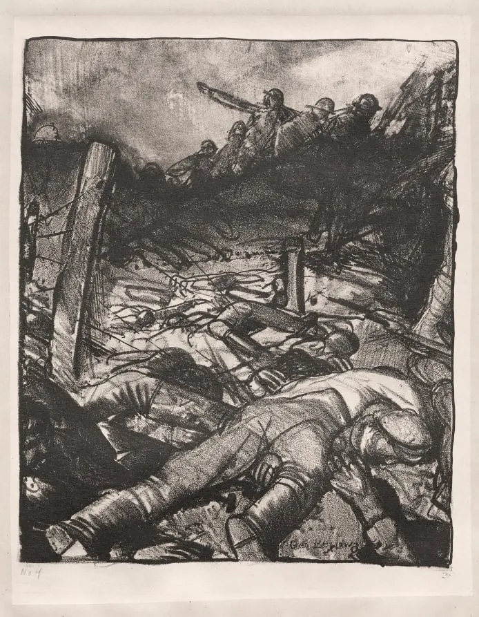 War Series: The Charge, Left Detail, by George Bellows, 1918