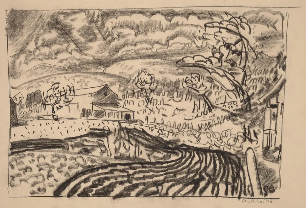 Woodstock Road, Woodstock, New York, by George Bellows, crayon, 1924