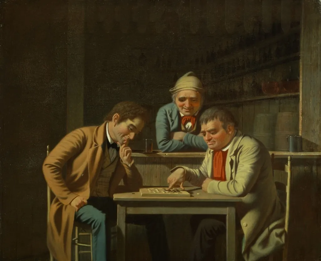 The Checker Players, by George Caleb Bingham, oil, 1850