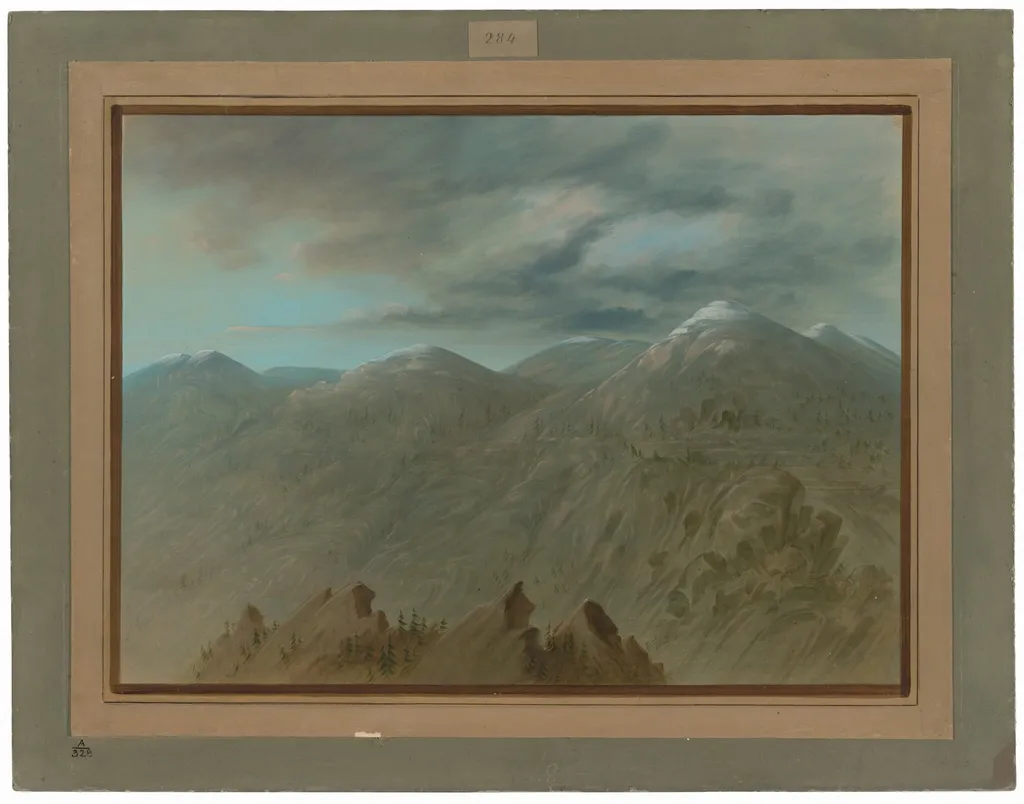 Горы реки Салмон, by George Catlin, oil, 1862