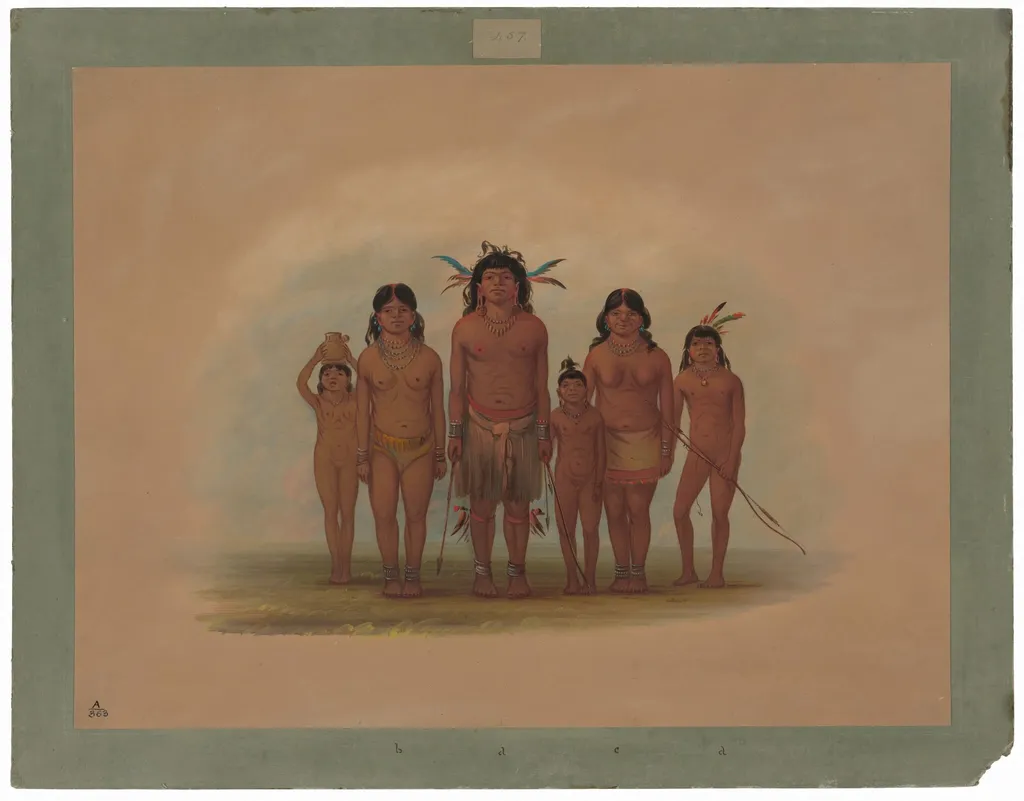 A Connibo Indian Family, by George Catlin, oil, 1862