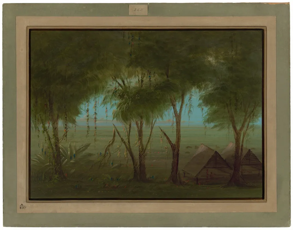 A Connibo Village, by George Catlin, oil, 1862