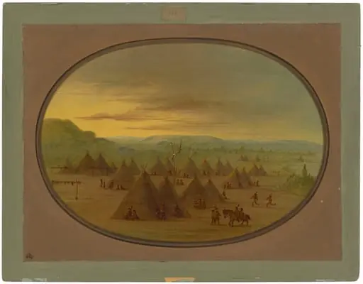 A Crow Village of Skin Tents on the Salmon River, by George Catlin