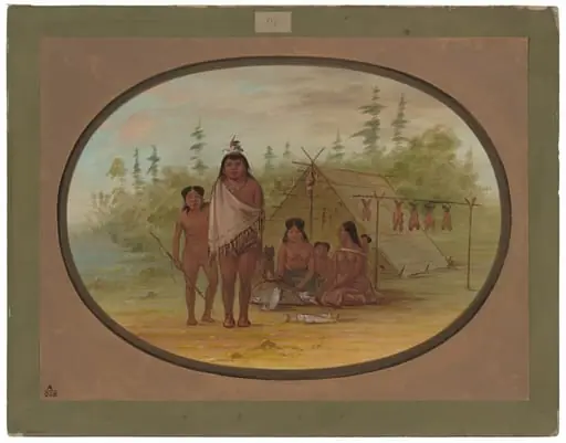 A Flathead Chief with His Family, by George Catlin