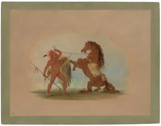 A Pawnee Warrior Sacrificing His Favorite Horse, by George Catlin