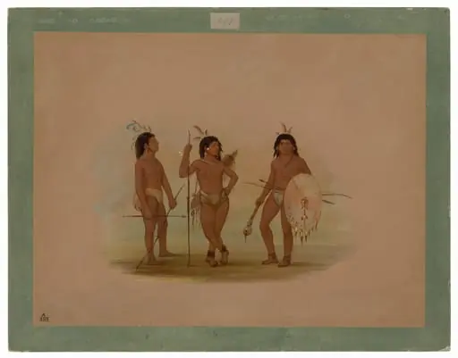 A Puelchee Chief and Two Young Warriors, by George Catlin