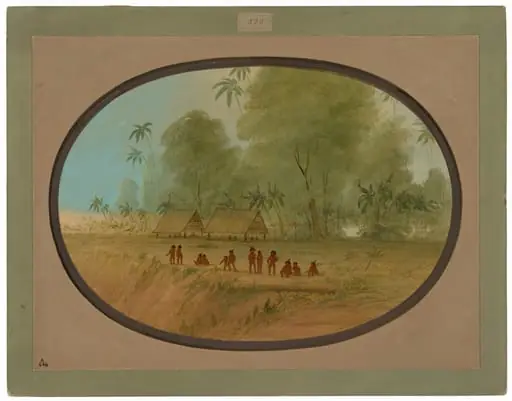 A Sepibo Village, by George Catlin