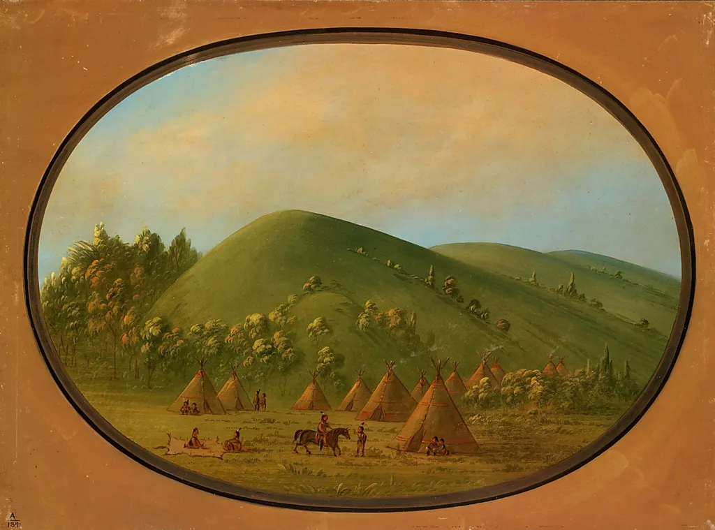 A Small Cheyenne Village, by George Catlin, oil, 1865