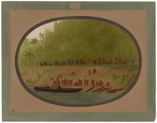 A Small Orejona Village, by George Catlin