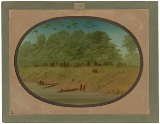 A Small Village - Payaguas Indians, by George Catlin