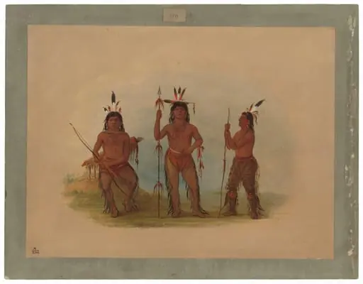 Alaeutian Chief and Two Warriors, by George Catlin