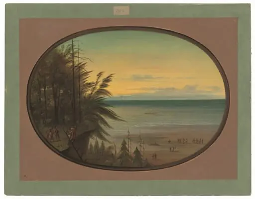An Indian Ladder - Nayas Indians, by George Catlin