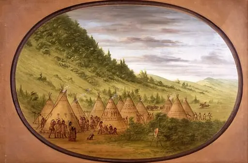 An Ojibbeway Village of Skin Tents, by George Catlin