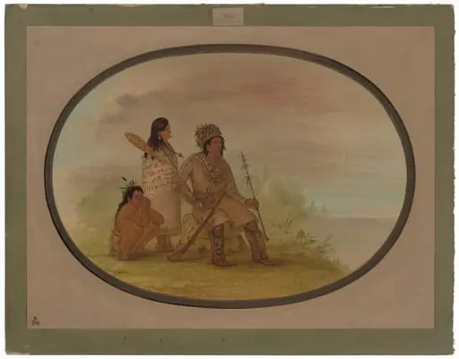 An Old Nayas Indian, His Granddaughter, and a Boy, by George Catlin